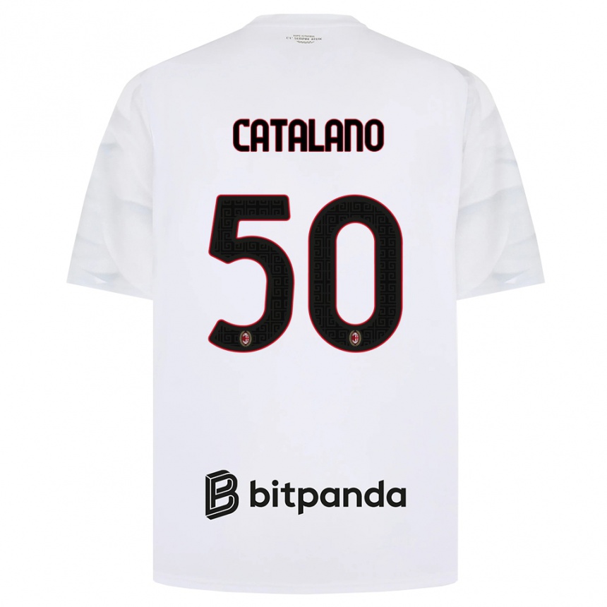 גברים כדורגל Alessio Catalano #50 לבן אדום שחור הרחק ג'רזי 2026/27