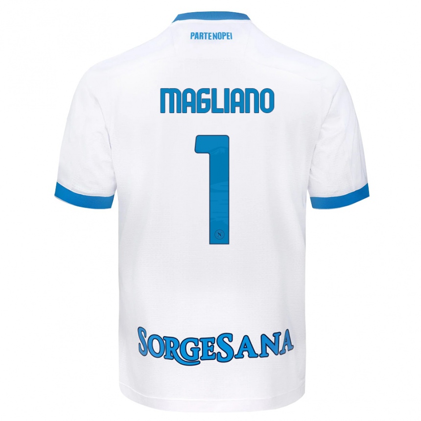 גברים כדורגל Mattia Magliano #1 לבן כחול שמיים הרחק ג'רזי 2026/27