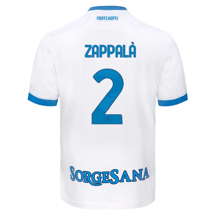 גברים כדורגל Andrea Zappalà #2 לבן כחול שמיים הרחק ג'רזי 2026/27
