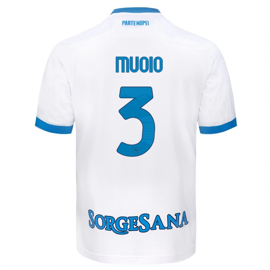 גברים כדורגל Gabriele Muoio #3 לבן כחול שמיים הרחק ג'רזי 2026/27