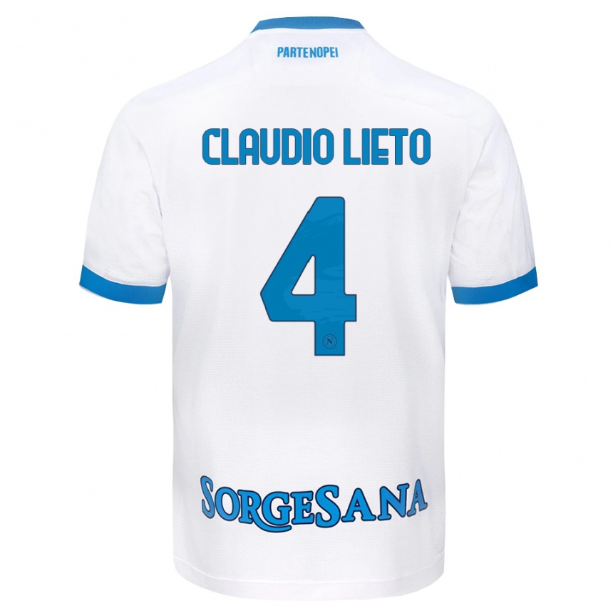 גברים כדורגל Claudio Lieto #4 לבן כחול שמיים הרחק ג'רזי 2026/27
