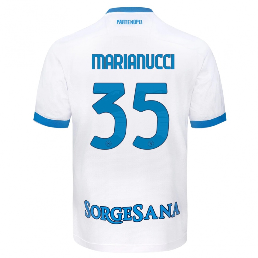 גברים כדורגל Luca Marianucci #35 לבן כחול שמיים הרחק ג'רזי 2026/27