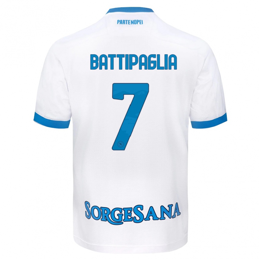 גברים כדורגל Antonio Battipaglia #7 לבן כחול שמיים הרחק ג'רזי 2026/27