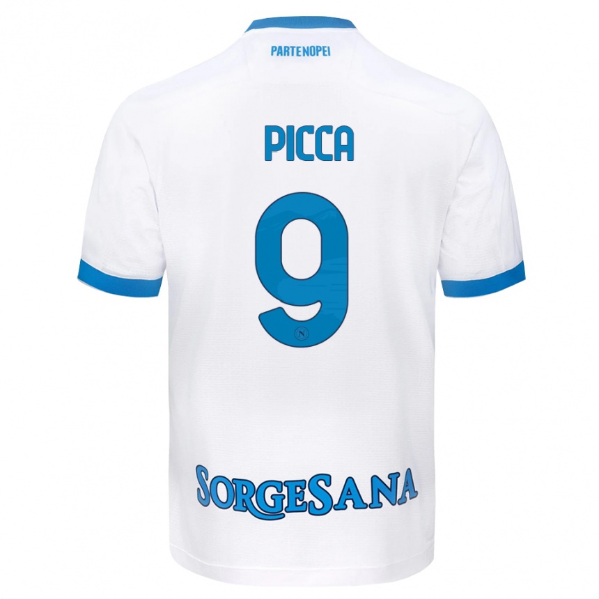 גברים כדורגל Luigi Picca #9 לבן כחול שמיים הרחק ג'רזי 2026/27