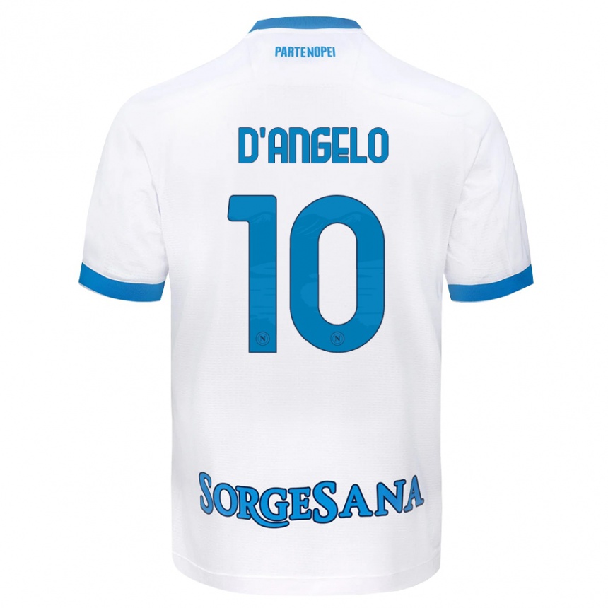 גברים כדורגל Davide D'angelo #10 לבן כחול שמיים הרחק ג'רזי 2026/27