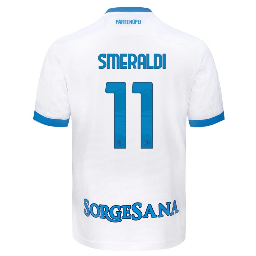 גברים כדורגל Andrea Smeraldi #11 לבן כחול שמיים הרחק ג'רזי 2026/27 גברים כדורגל Andrea Smeraldi #11 לבן כחול שמיים הרחק ג'רזי 2026/27