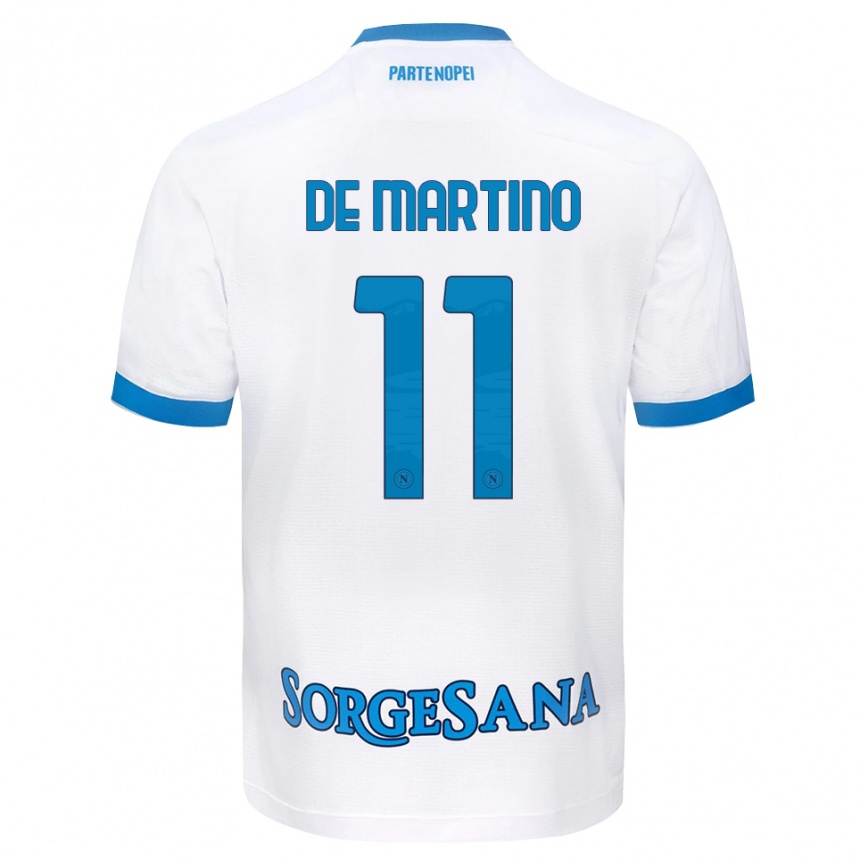 גברים כדורגל Giuseppe De Martino #11 לבן כחול שמיים הרחק ג'רזי 2026/27