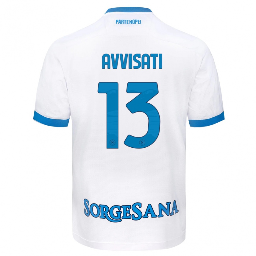 גברים כדורגל Domenico Avvisati #13 לבן כחול שמיים הרחק ג'רזי 2026/27 גברים כדורגל Domenico Avvisati #13 לבן כחול שמיים הרחק ג'רזי 2026/27