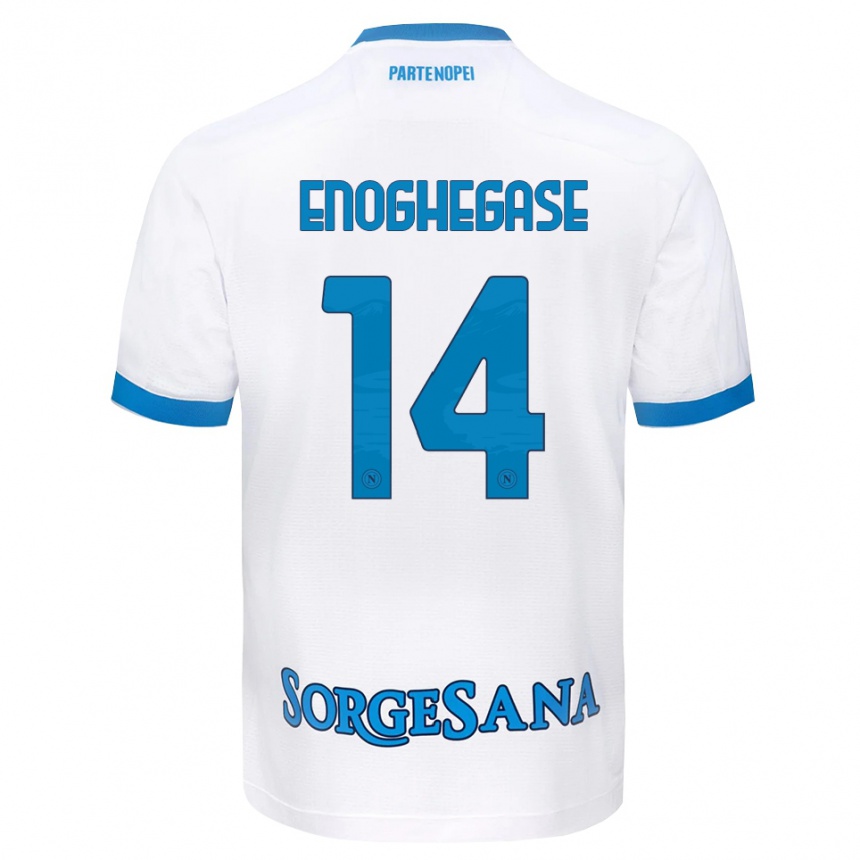 גברים כדורגל Favour Enoghegase #14 לבן כחול שמיים הרחק ג'רזי 2026/27