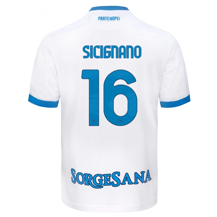 גברים כדורגל Luigi Sicignano #16 לבן כחול שמיים הרחק ג'רזי 2026/27