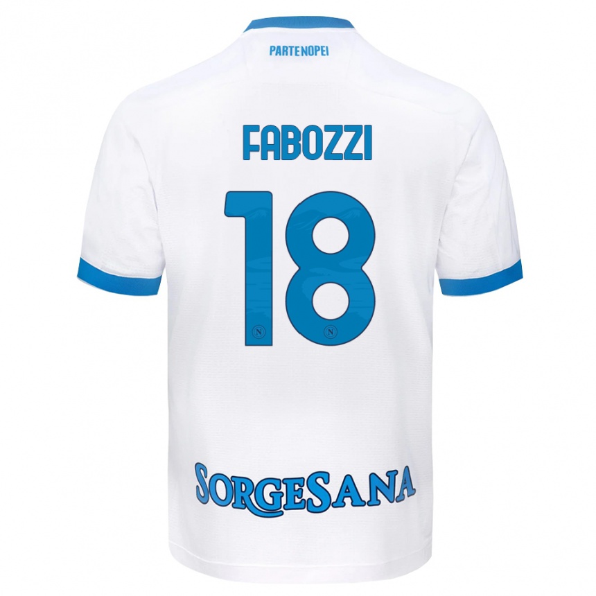 גברים כדורגל Vincenzo Fabozzi #18 לבן כחול שמיים הרחק ג'רזי 2026/27