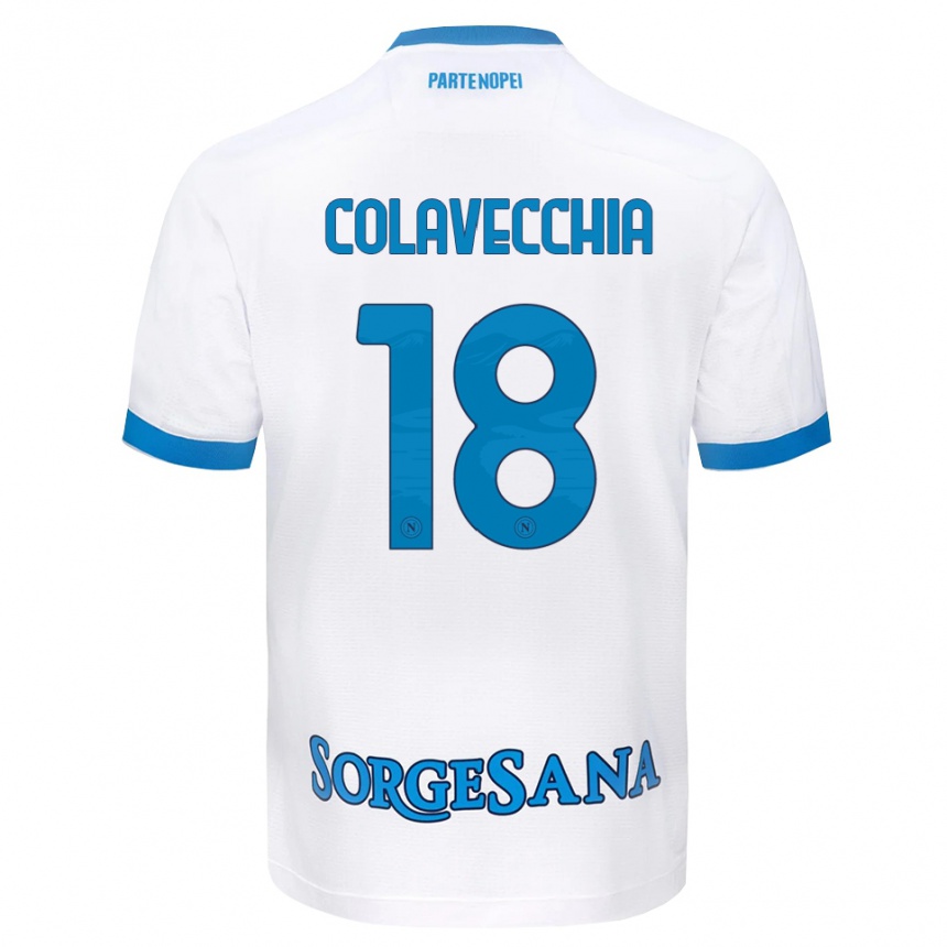 גברים כדורגל Pasquale Colavecchia #18 לבן כחול שמיים הרחק ג'רזי 2026/27