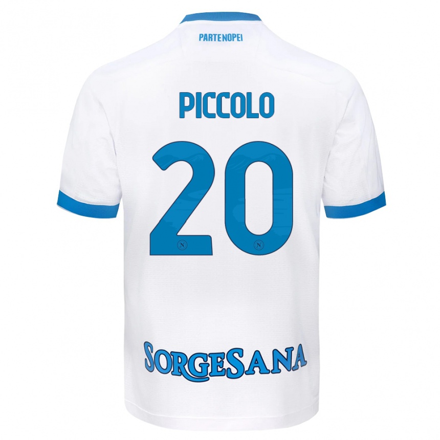 גברים כדורגל Salvatore Piccolo #20 לבן כחול שמיים הרחק ג'רזי 2026/27