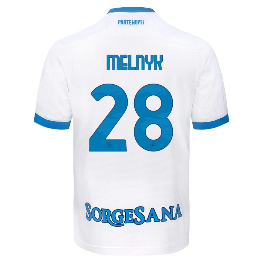 גברים כדורגל Mykyta Melnyk #28 לבן כחול שמיים הרחק ג'רזי 2026/27