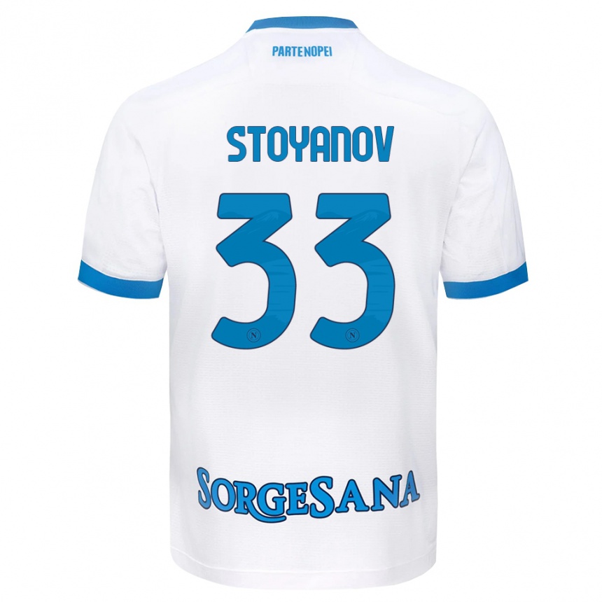 גברים כדורגל Steliyan Stoyanov #33 לבן כחול שמיים הרחק ג'רזי 2026/27 גברים כדורגל Steliyan Stoyanov #33 לבן כחול שמיים הרחק ג'רזי 2026/27