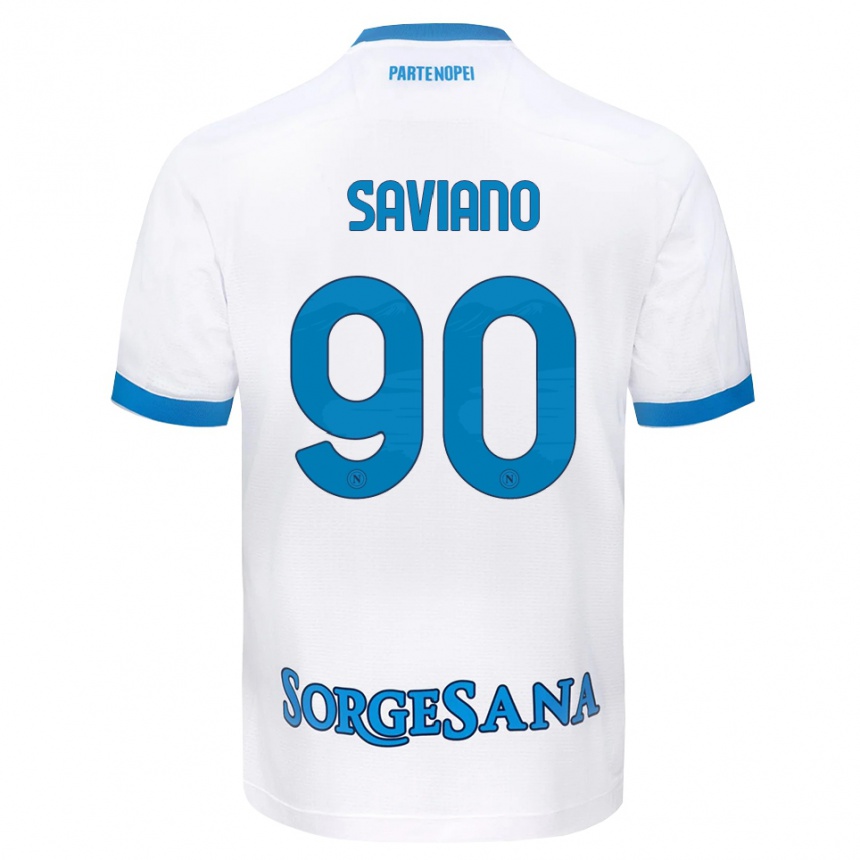 גברים כדורגל Raffaele Saviano #90 לבן כחול שמיים הרחק ג'רזי 2026/27