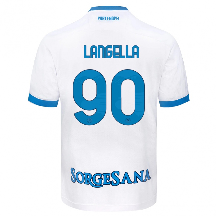גברים כדורגל Gabriella Langella #90 לבן כחול שמיים הרחק ג'רזי 2026/27