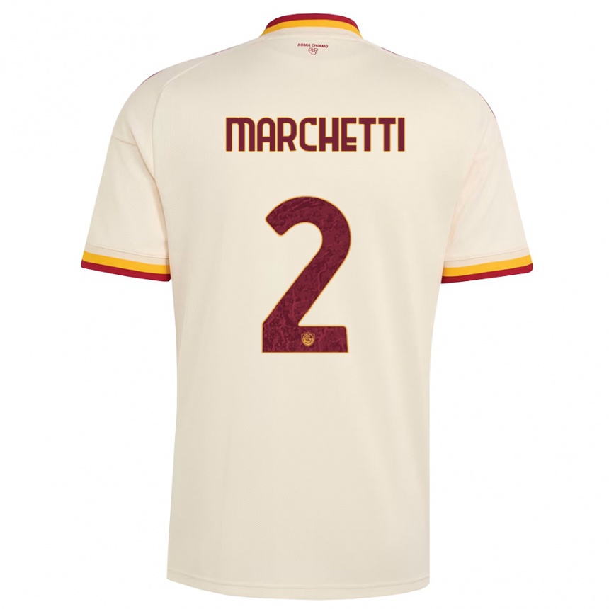 גברים כדורגל Tommaso Marchetti #2 שמפניה אדום צהוב הרחק ג'רזי 2026/27 גברים כדורגל Tommaso Marchetti #2 שמפניה אדום צהוב הרחק ג'רזי 2026/27