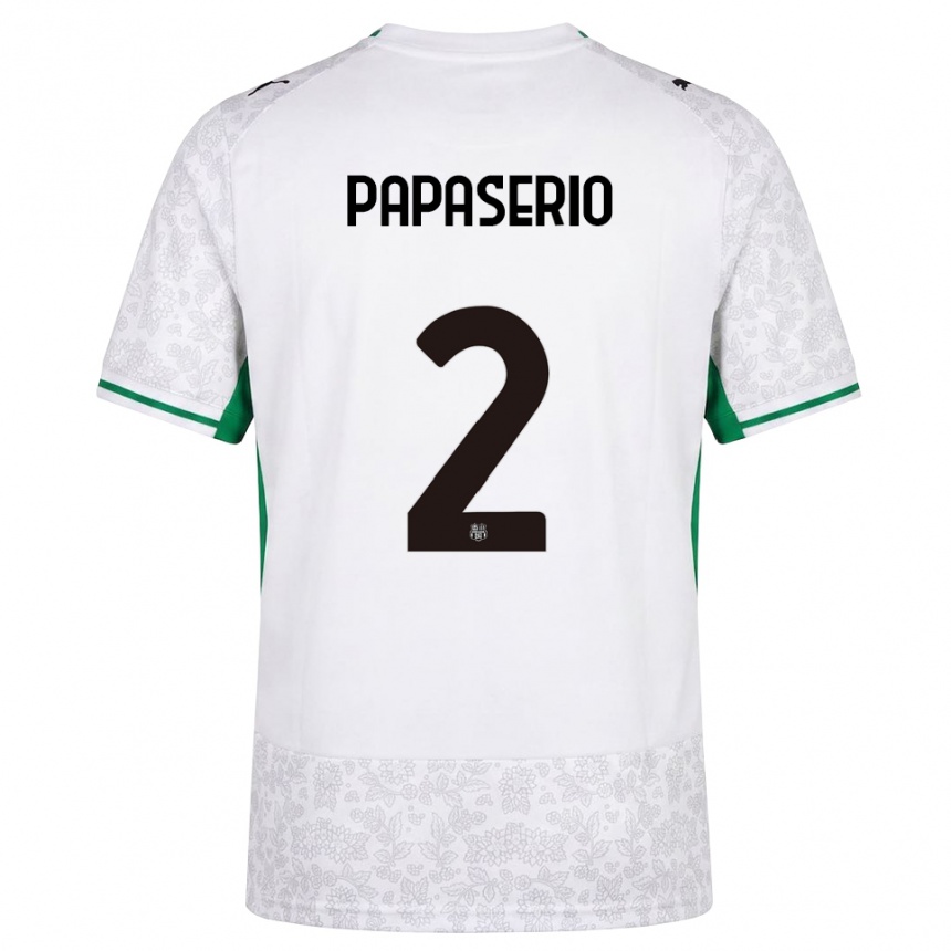 גברים כדורגל Gabriele Papaserio #2 לבן שחור ירוק הרחק ג'רזי 2026/27