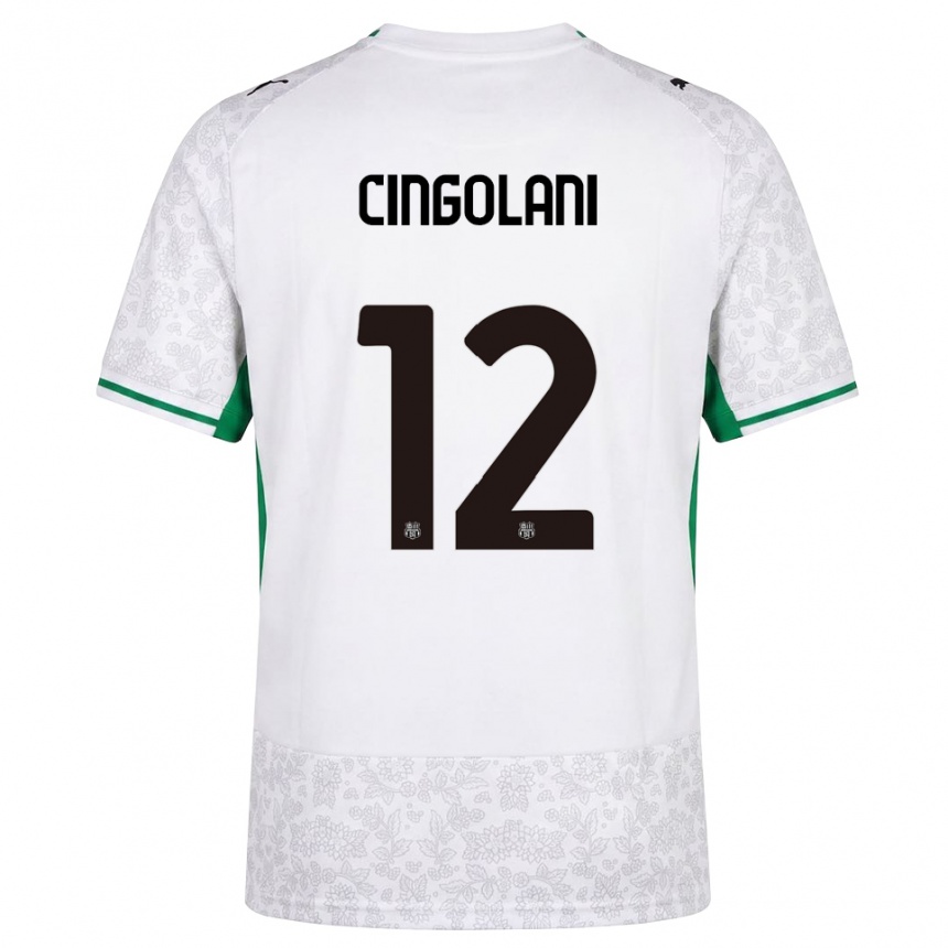 גברים כדורגל Matteo Cingolani #12 לבן שחור ירוק הרחק ג'רזי 2026/27
