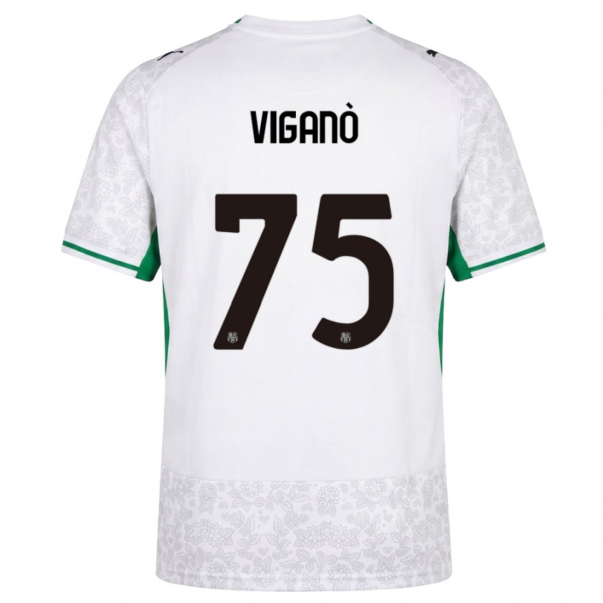 גברים כדורגל Lorenzo Viganò #75 לבן שחור ירוק הרחק ג'רזי 2026/27