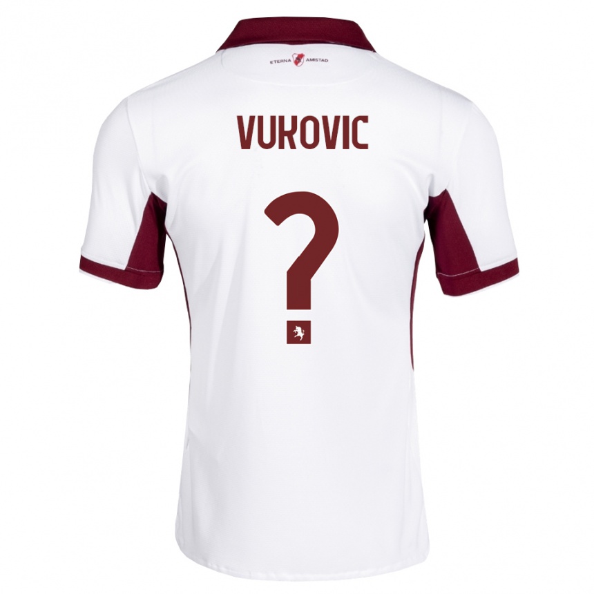 גברים כדורגל Toni Vukovic #0 בורדו לבן אדום הרחק ג'רזי 2026/27