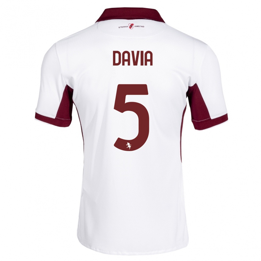 גברים כדורגל Emiliano Davia #5 בורדו לבן אדום הרחק ג'רזי 2026/27