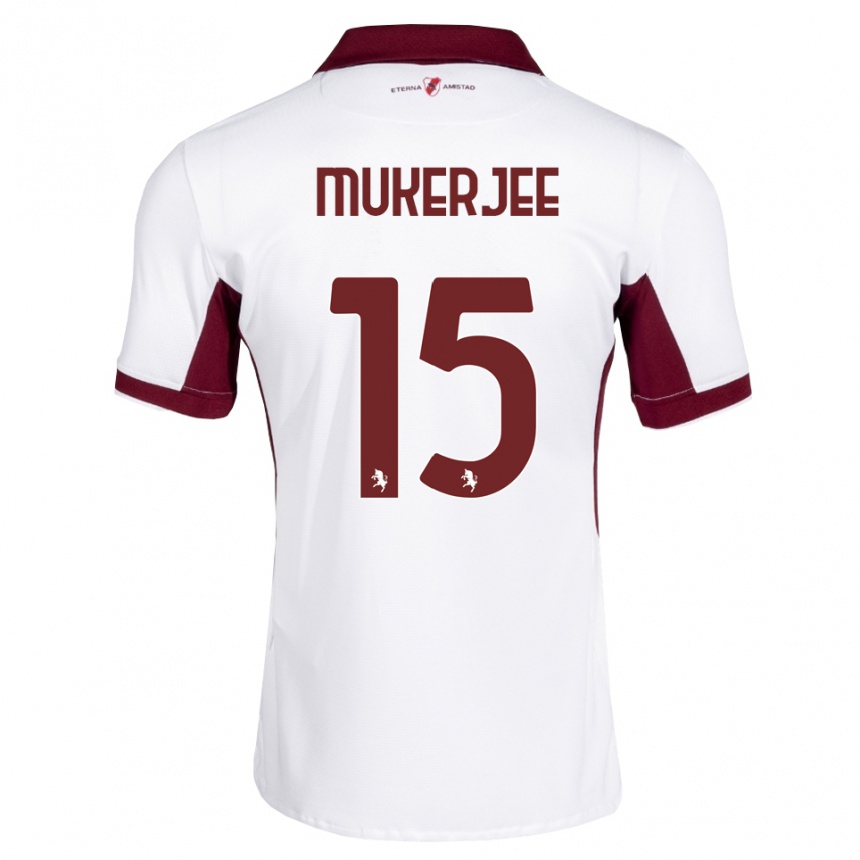 גברים כדורגל Carlo Mukerjee #15 בורדו לבן אדום הרחק ג'רזי 2026/27