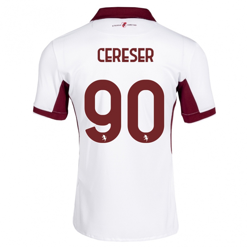 גברים כדורגל Francesco Cereser #90 בורדו לבן אדום הרחק ג'רזי 2026/27