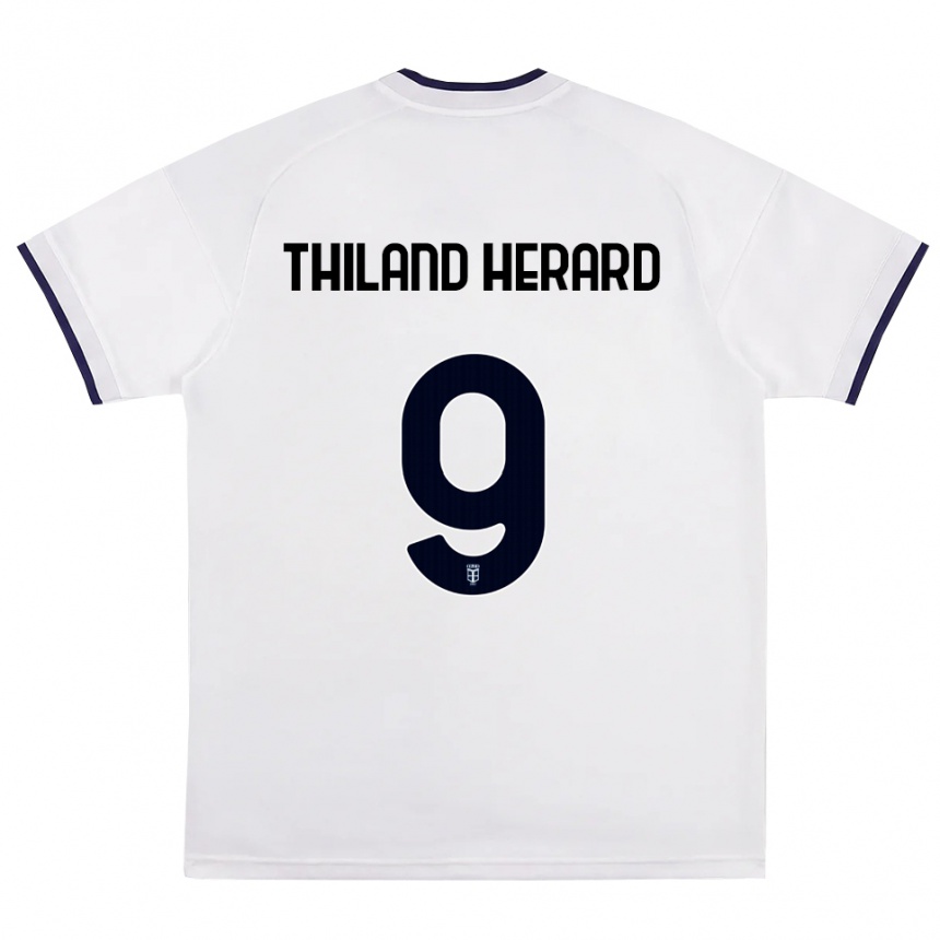 גברים כדורגל Robin Thiland Herard #9 לבן אדום כחול מלכותי הרחק ג'רזי 2026/27
