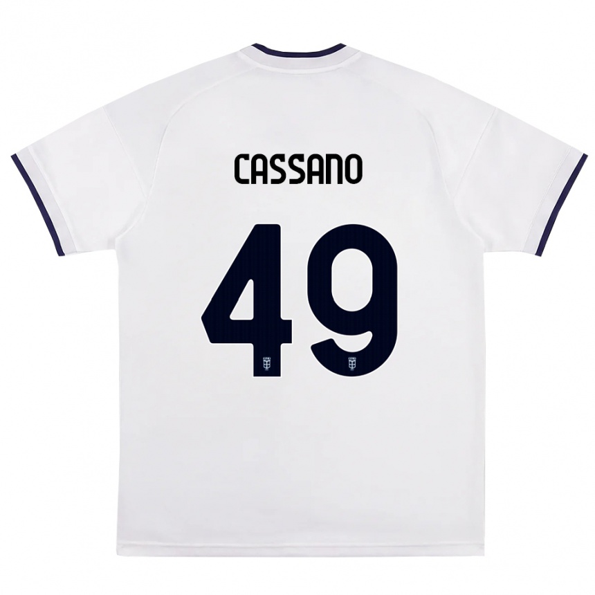 גברים כדורגל Riccardo Cassano #49 לבן אדום כחול מלכותי הרחק ג'רזי 2026/27