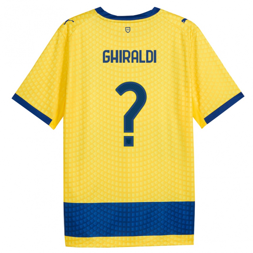 גברים כדורגל Cesare Ghiraldi #0 צהוב כחול שחור הרחק ג'רזי 2026/27