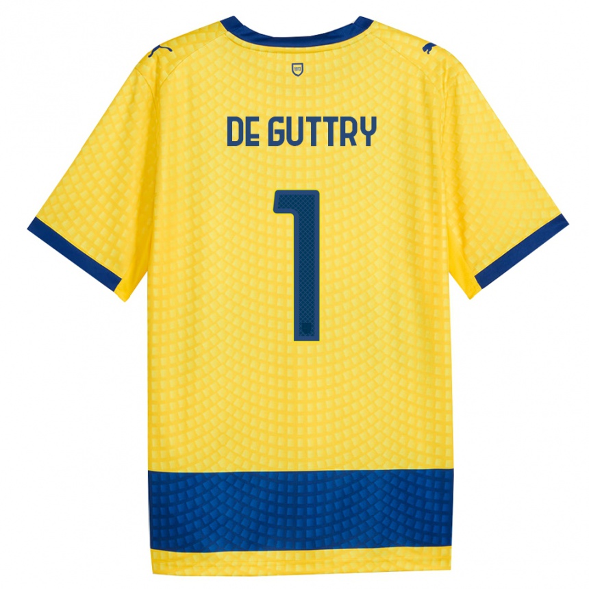 גברים כדורגל Elia De Guttry #1 צהוב כחול שחור הרחק ג'רזי 2026/27