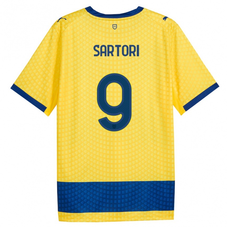 גברים כדורגל Francesco Sartori #9 צהוב כחול שחור הרחק ג'רזי 2026/27