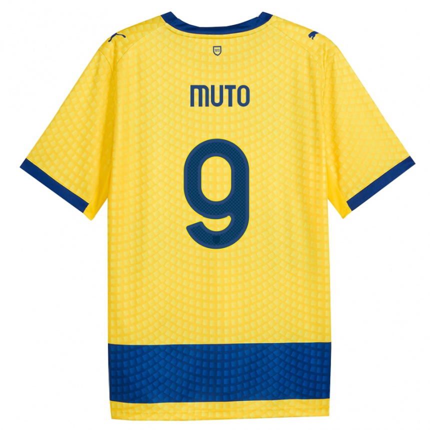 גברים כדורגל Andrea Muto #9 צהוב כחול שחור הרחק ג'רזי 2026/27
