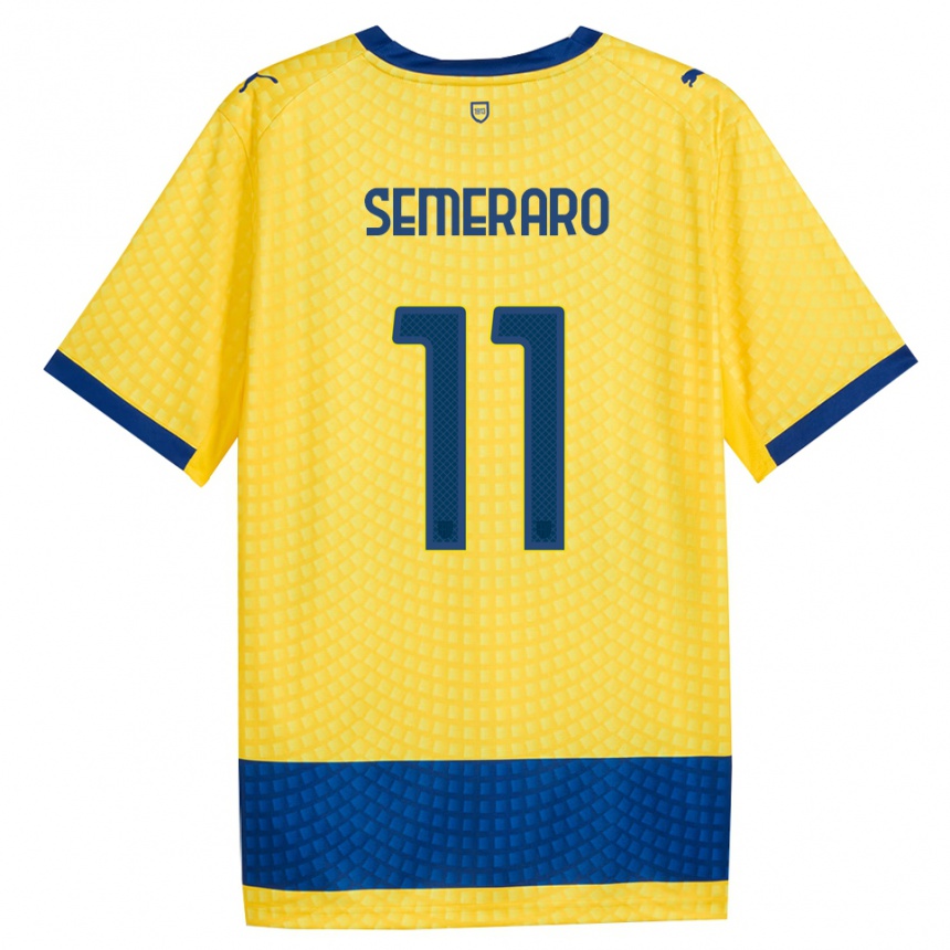 גברים כדורגל Riccardo Semeraro #11 צהוב כחול שחור הרחק ג'רזי 2026/27