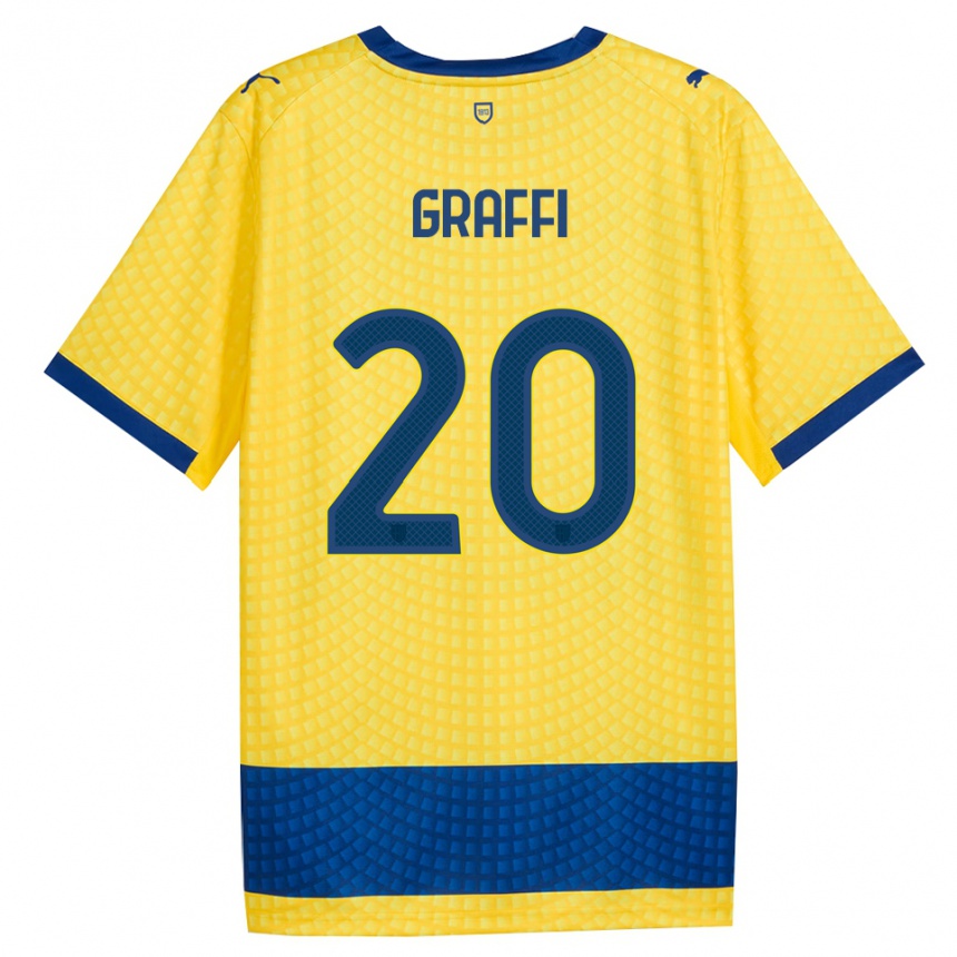 גברים כדורגל Jacopo Graffi #20 צהוב כחול שחור הרחק ג'רזי 2026/27