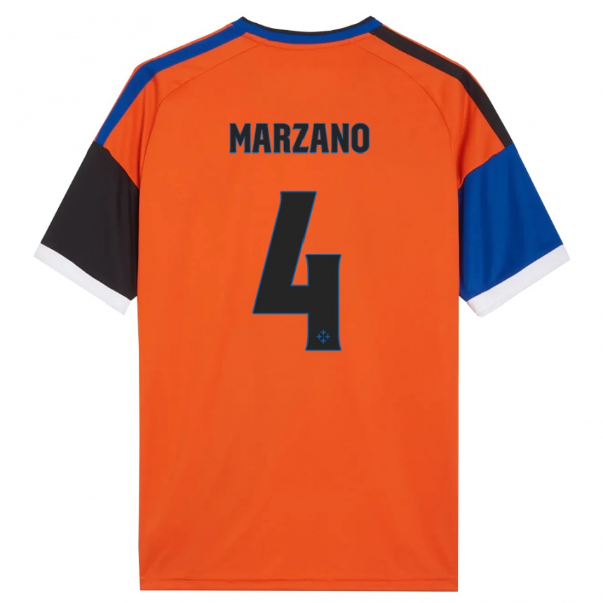 גברים כדורגל Michelangelo Marzano #4 כתום כחול שחור לבן הרחק ג'רזי 2026/27 גברים כדורגל Michelangelo Marzano #4 כתום כחול שחור לבן הרחק ג'רזי 2026/27