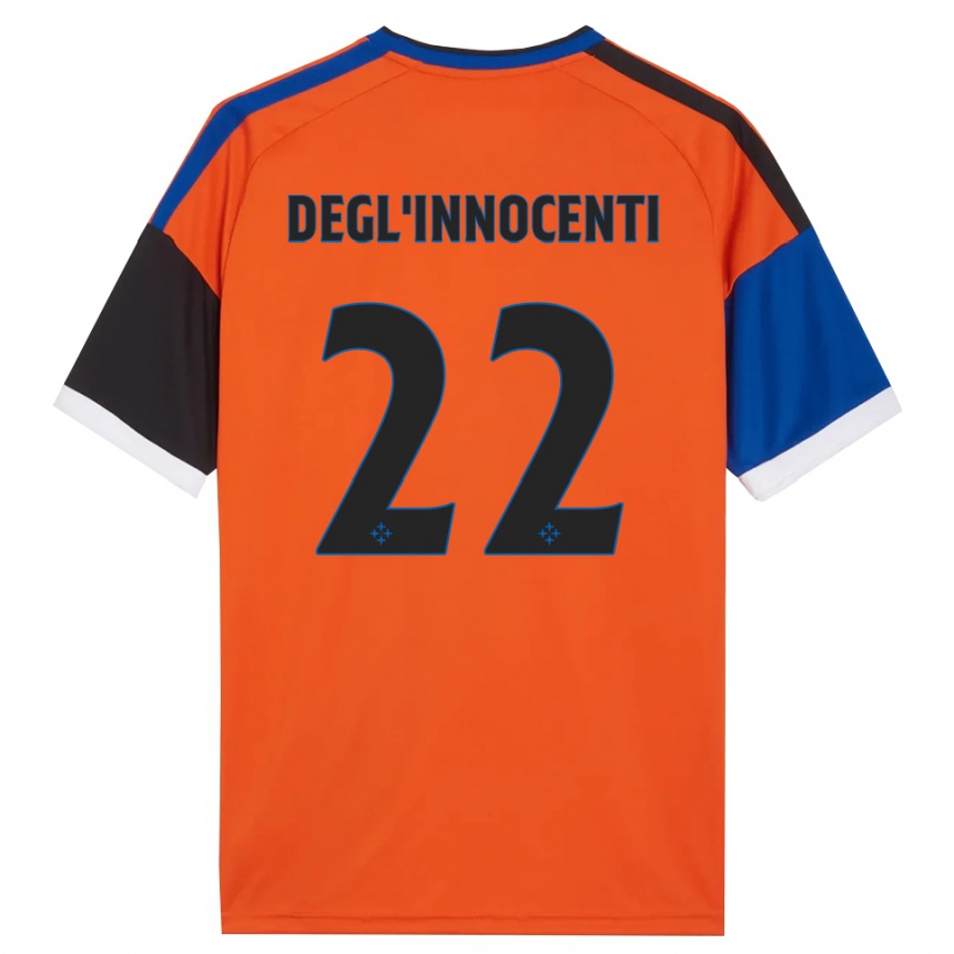 גברים כדורגל Luca Degl'innocenti #22 כתום כחול שחור לבן הרחק ג'רזי 2026/27