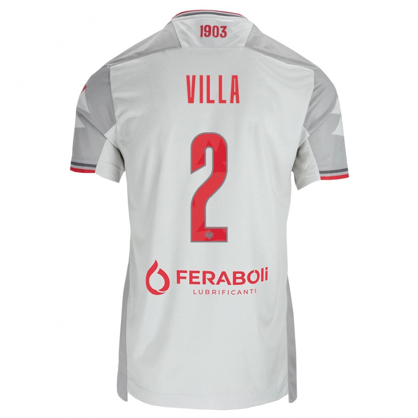גברים כדורגל Riccardo Villa #2 אפור לבן אדום הרחק ג'רזי 2026/27