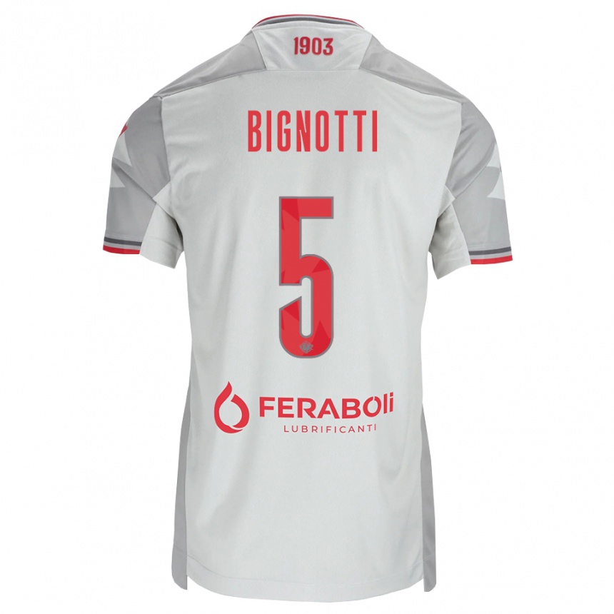 גברים כדורגל Francesco Bignotti #5 אפור לבן אדום הרחק ג'רזי 2026/27