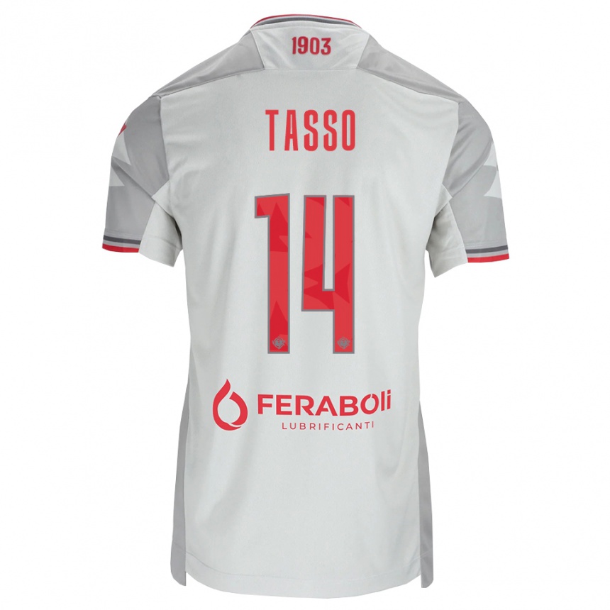 גברים כדורגל Achille Tasso #14 אפור לבן אדום הרחק ג'רזי 2026/27