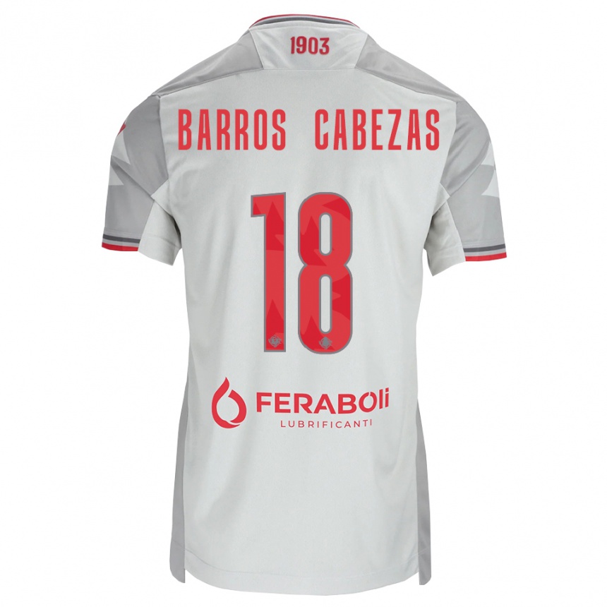 גברים כדורגל Ronie Barros Cabezas #18 אפור לבן אדום הרחק ג'רזי 2026/27