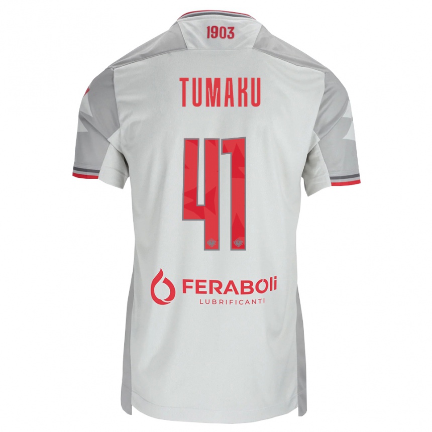 גברים כדורגל Niccolò Tumaku #41 אפור לבן אדום הרחק ג'רזי 2026/27