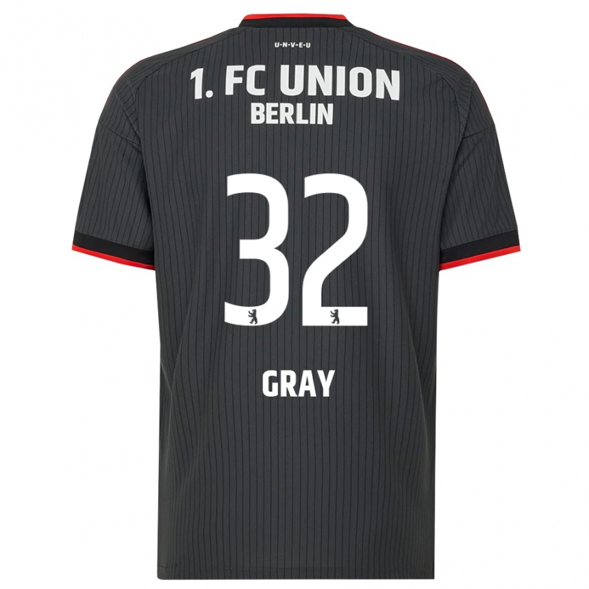 גברים כדורגל Mekhi Gray #32 שחור לבן אדום הרחק ג'רזי 2026/27