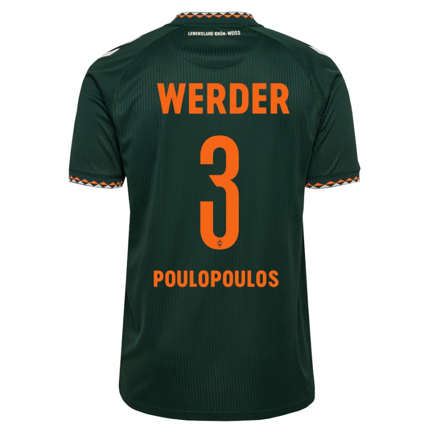 גברים כדורגל Andreas Poulopoulos #3 ירוק כהה כתום לבן הרחק ג'רזי 2026/27