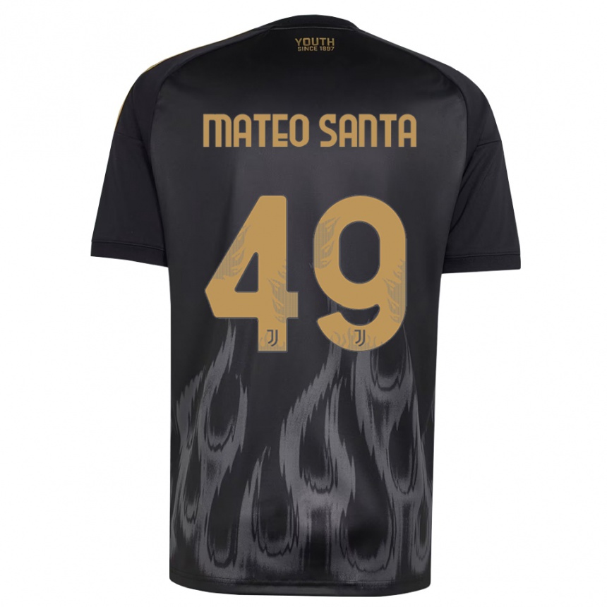 גברים כדורגל Mateo Santa Maria #49 שחור חום ג'רזי קיט שלישי 2026/27
