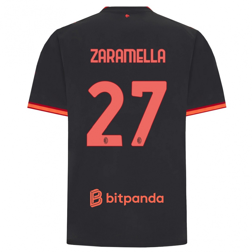 גברים כדורגל Mattia Zaramella #27 שחור אדום ג'רזי קיט שלישי 2026/27