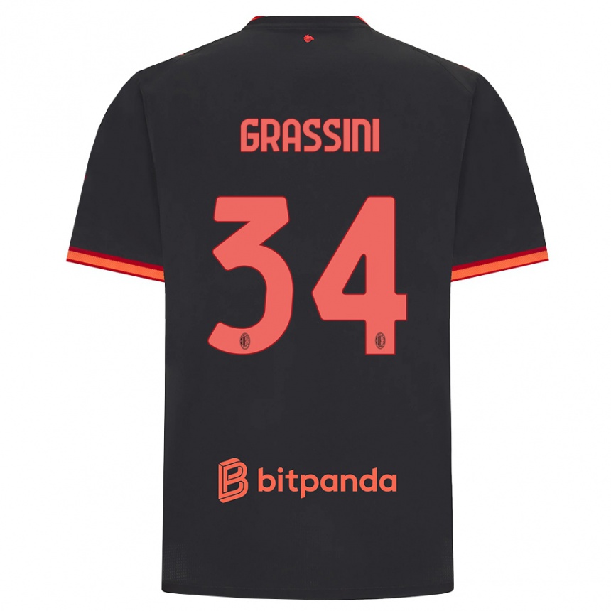 גברים כדורגל Riccardo Grassini #34 שחור אדום ג'רזי קיט שלישי 2026/27