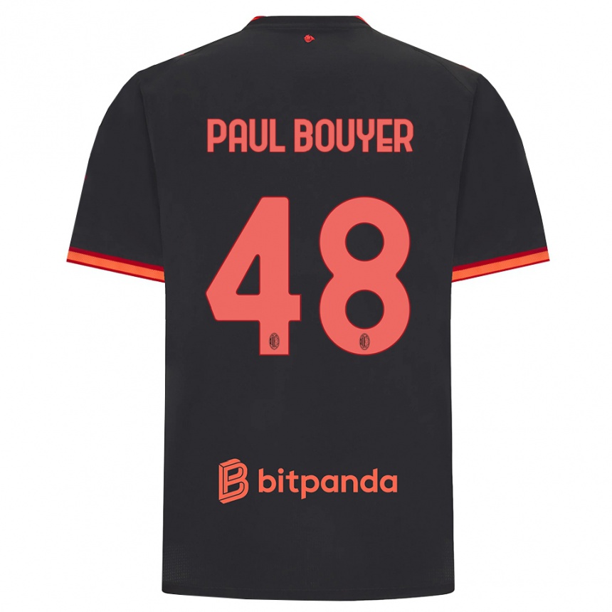 גברים כדורגל Léo Paul Bouyer #48 שחור אדום ג'רזי קיט שלישי 2026/27